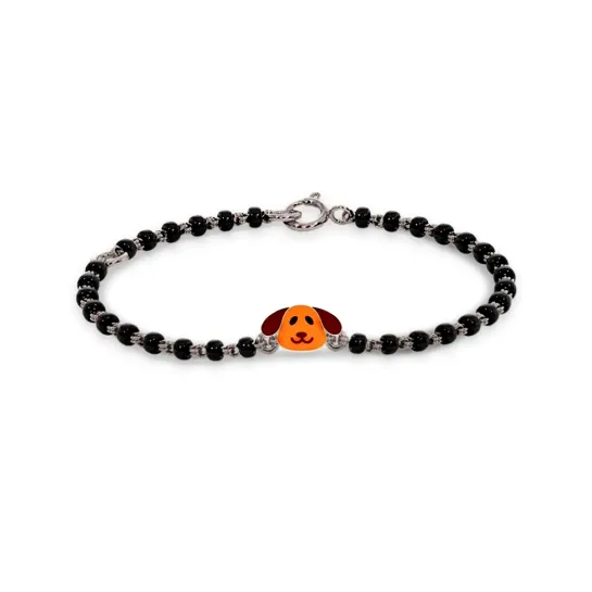 Cute Puppy 18k White Gold Enamel Kid Nazaria Bracelet Cute Puppy 18k White Gold Enamel Kid Nazaria Bracelet