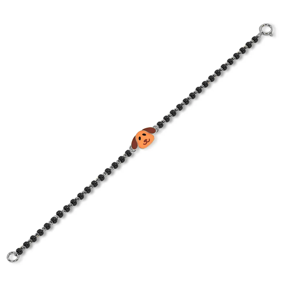 Cute Puppy 18k White Gold Enamel Kid Nazaria Bracelet Cute Puppy 18k White Gold Enamel Kid Nazaria Bracelet