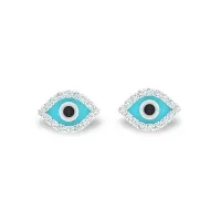 Evil Eye Enamel Diamond  Earrings