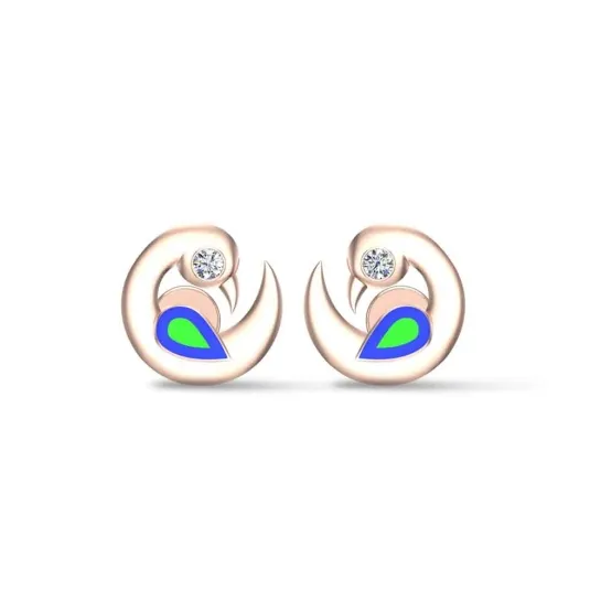 Yellow Gold Peacock 18k Stud Earrings for Kids and girls Yellow Gold Peacock 18k Stud Earrings for Kids and girls