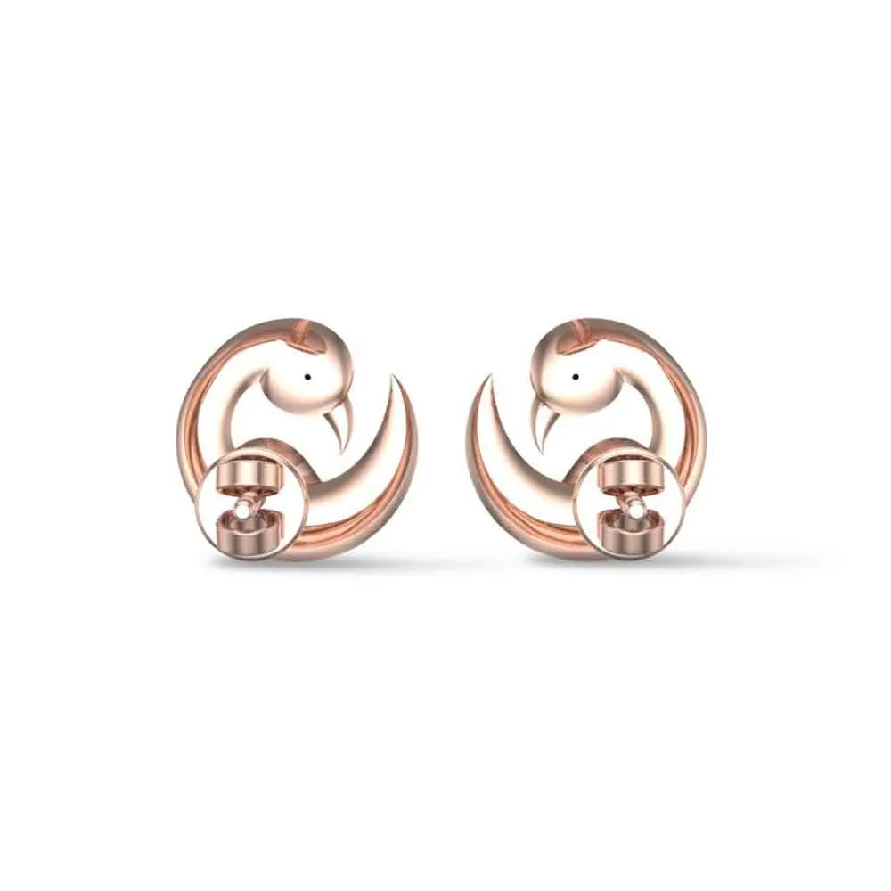 Yellow Gold Peacock 18k Stud Earrings for Kids and girls Yellow Gold Peacock 18k Stud Earrings for Kids and girls