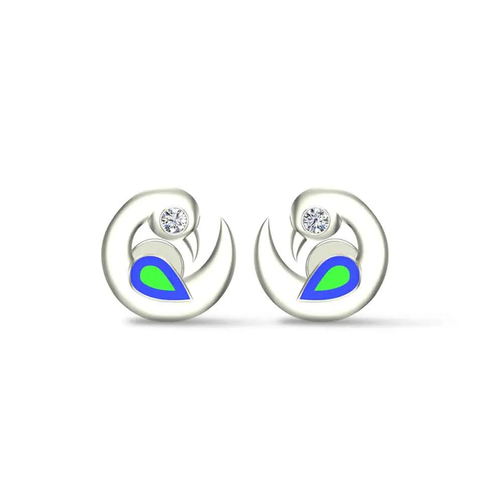 Yellow Gold Peacock 18k Stud Earrings for Kids and girls Yellow Gold Peacock 18k Stud Earrings for Kids and girls