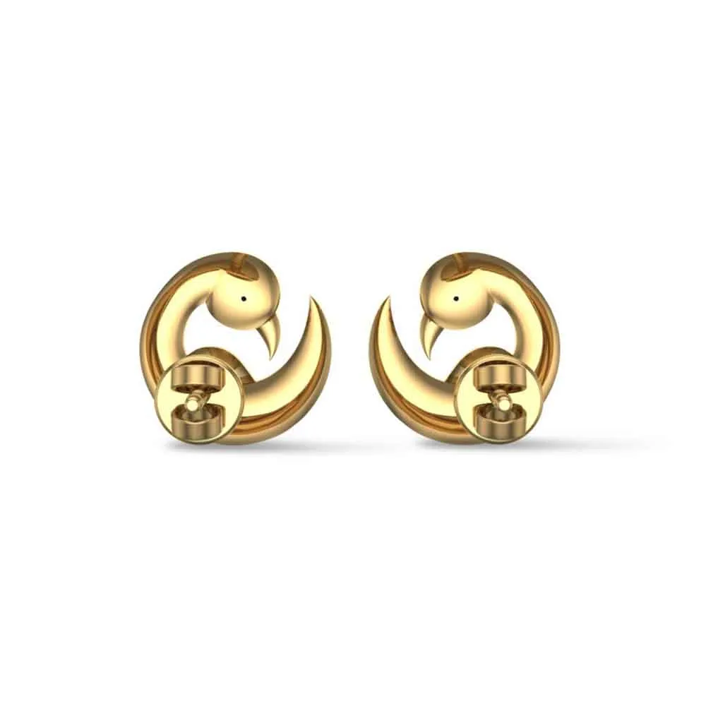 Yellow Gold Peacock 18k Stud Earrings for Kids and girls Yellow Gold Peacock 18k Stud Earrings for Kids and girls