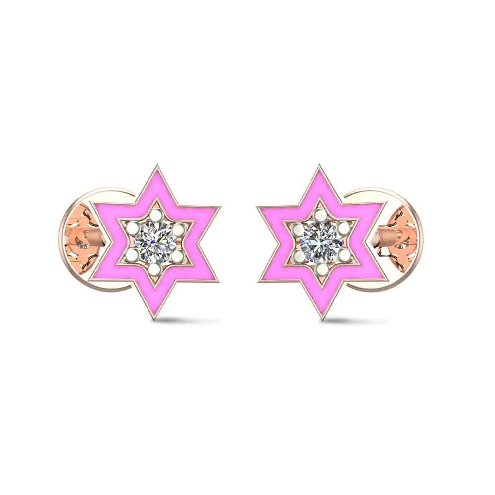 Star 18k Yellow Gold Diamond Stud Earrings for Kids and Teen Girls Star 18k Yellow Gold Diamond Stud Earrings for Kids and Teen Girls