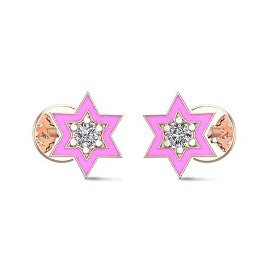 Star 18k Yellow Gold Diamond Stud Earrings for Kids and Teen Girls Star 18k Yellow Gold Diamond Stud Earrings for Kids and Teen Girls