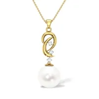 William Pearl Gold and Diamond Pendant 